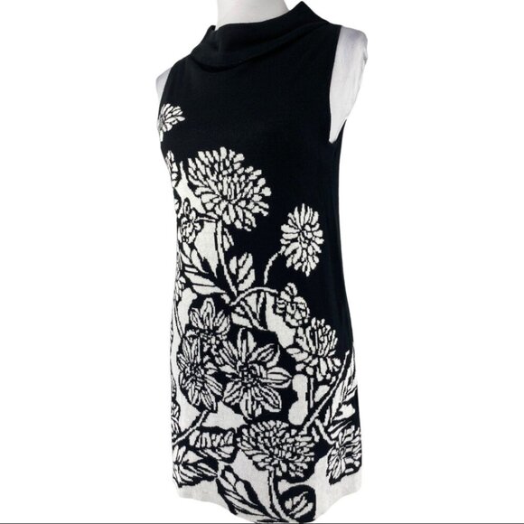 Adrienne Vittadini Women's Black Floral Sleeveless Ponte Knit Sheath Dress M/C35 - Picture 4 of 9